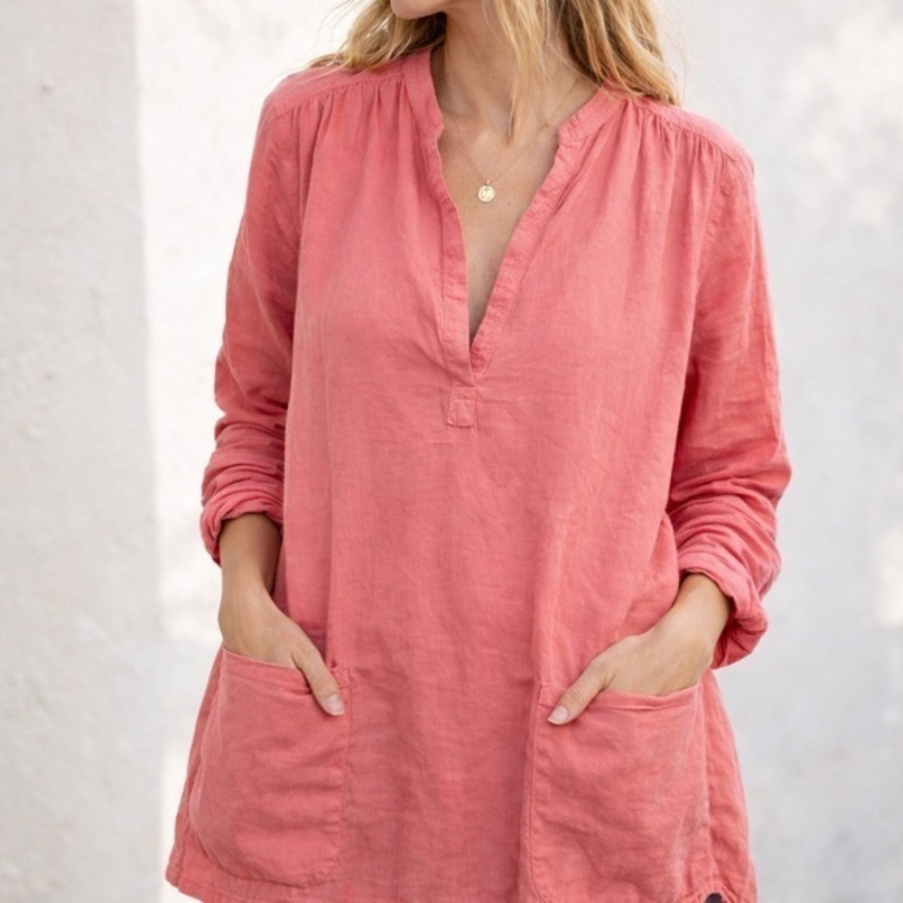 Seafolly salmon cotton boyfriend shirt